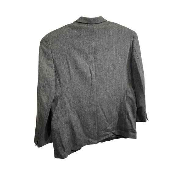 Lauren Ralph Lauren 48L Gray Herringbone Wool Blazer With Notched Lapel DH8 - Picture 2 of 11